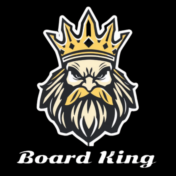 Bearded king logo with a crown on a white background